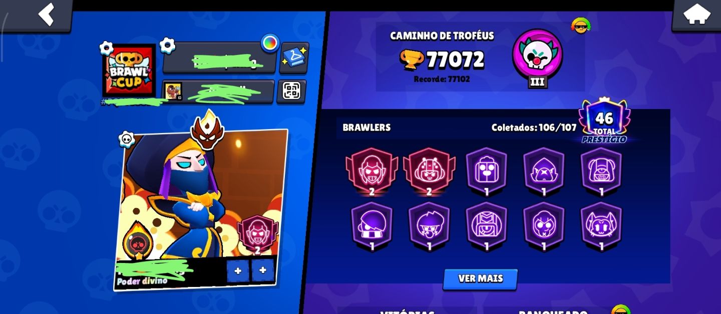 Conta de brawl stras MUITO UPADA com MESTRE NA RANK