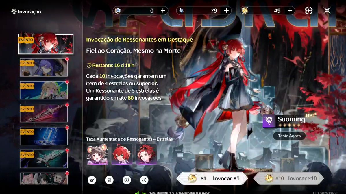 Conta wuthering waves lvl 62 com vários limitados.