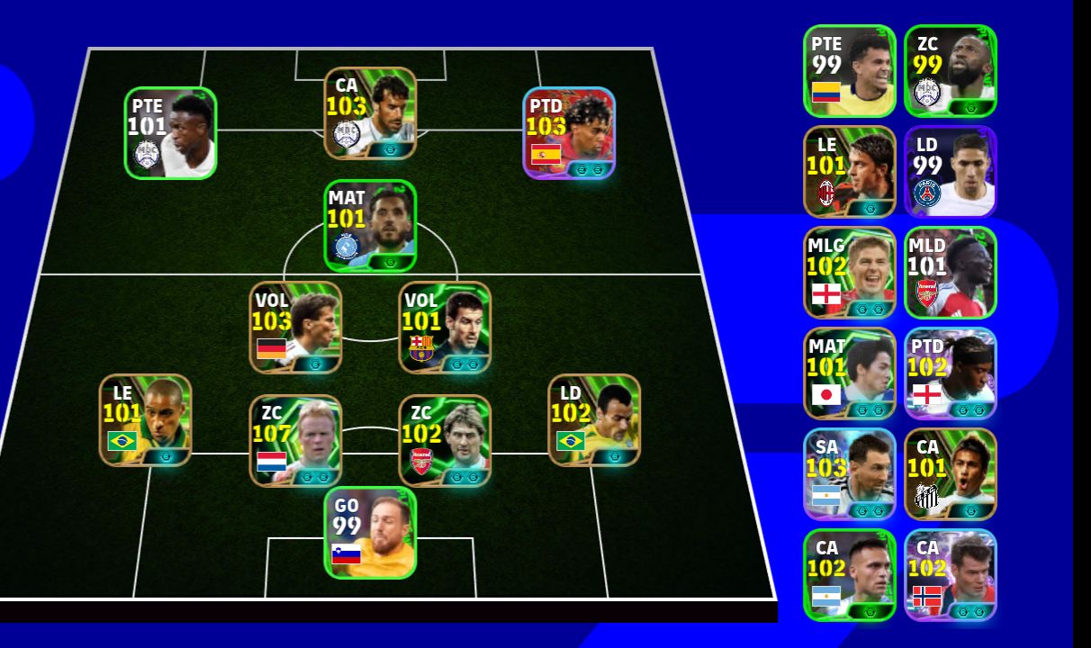 CONTA eFOOTBALL | ELENCO 3162 | ZC 107 | VÁRIOS 100+