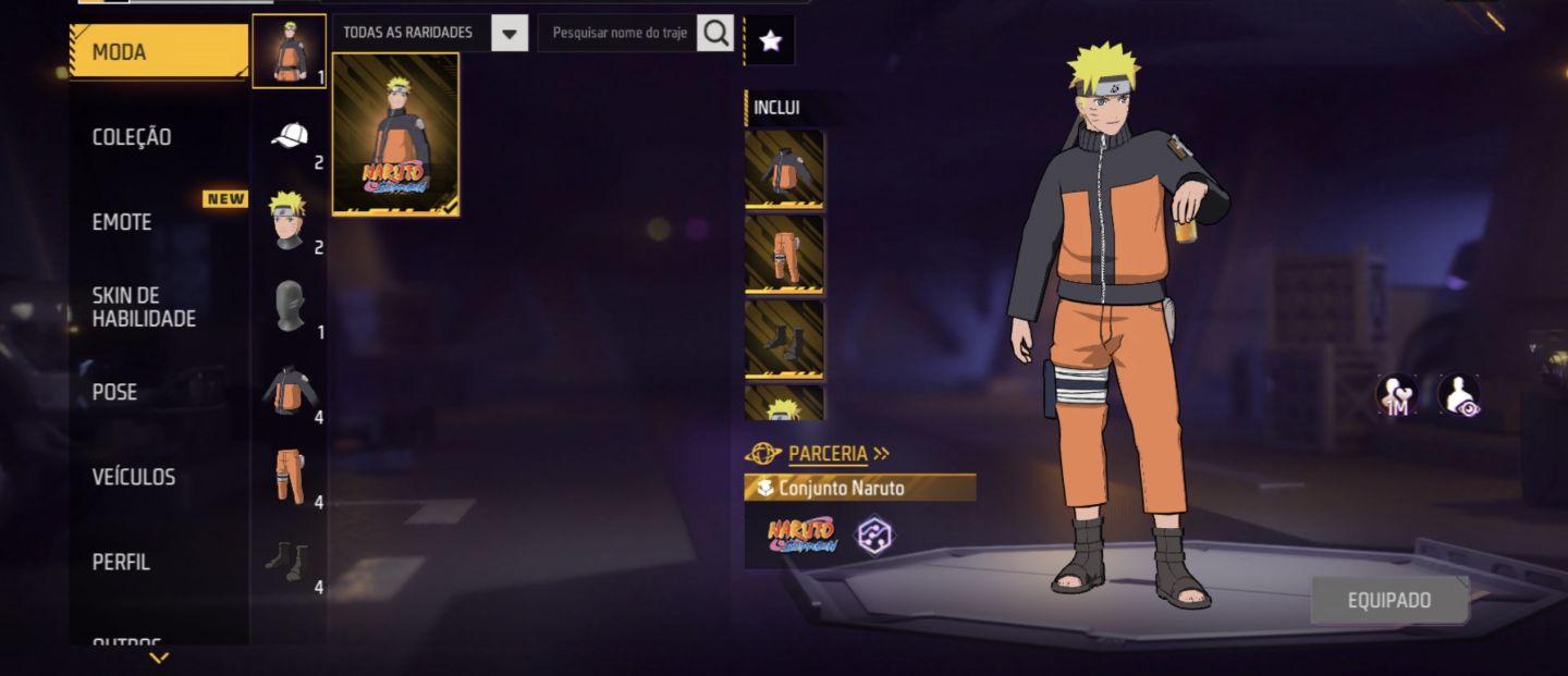 Conta de Free Fire com Skin do Naruto !!