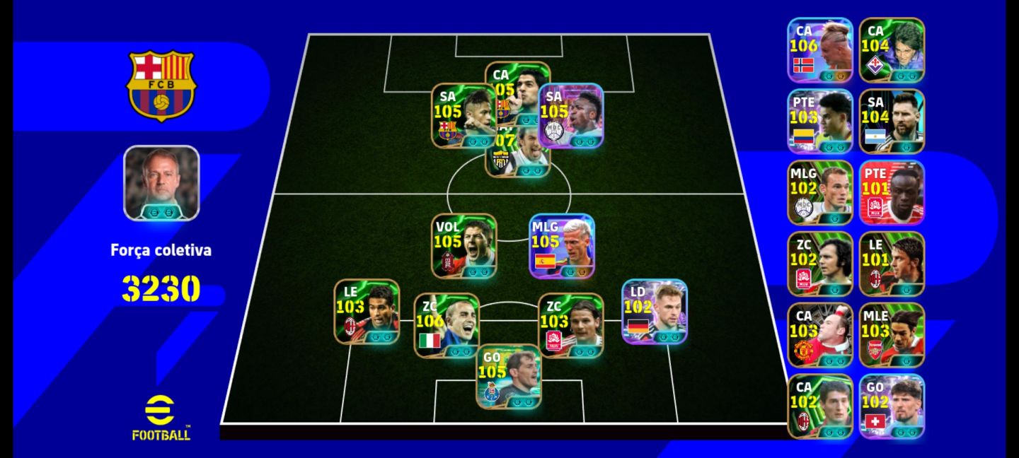 CONTA EFOOTBALL RARA! NEY MSN + SUAREZ PRIME + DEL PIERO BLITZ + VINI LISO E+++!