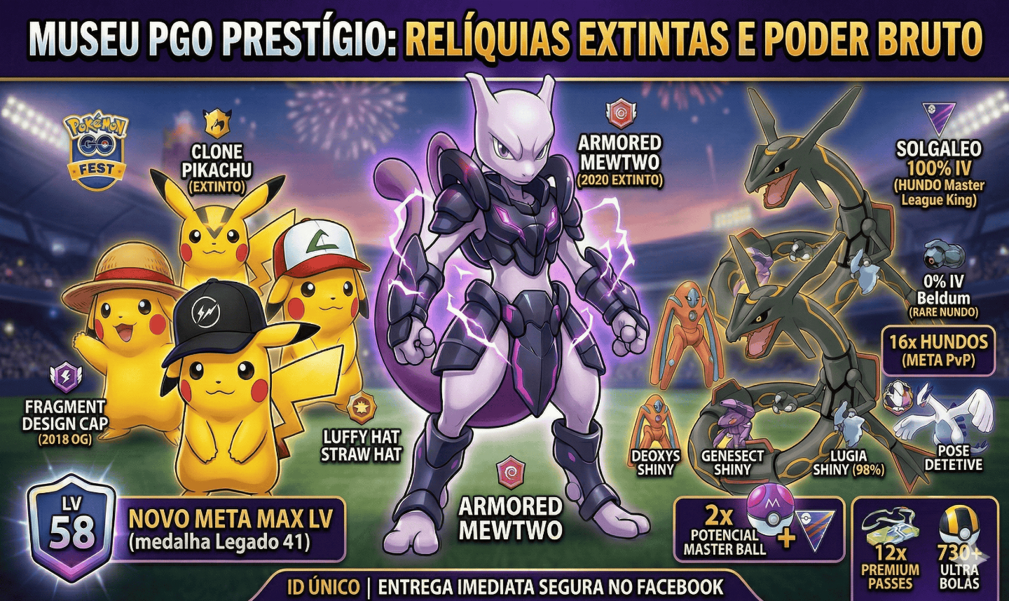 MUSEU PGO | 2x MEWTWO ARMADURA | Pikachu Fragmento e Clone | Solgaleo 100%