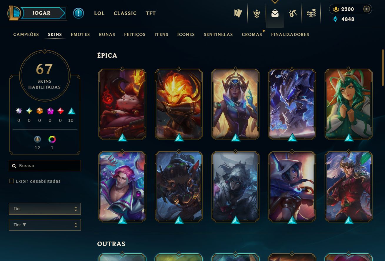 [ACESSO IMEDIATO] Ranked Open 67 Skins 72 Campeões 2200 RP