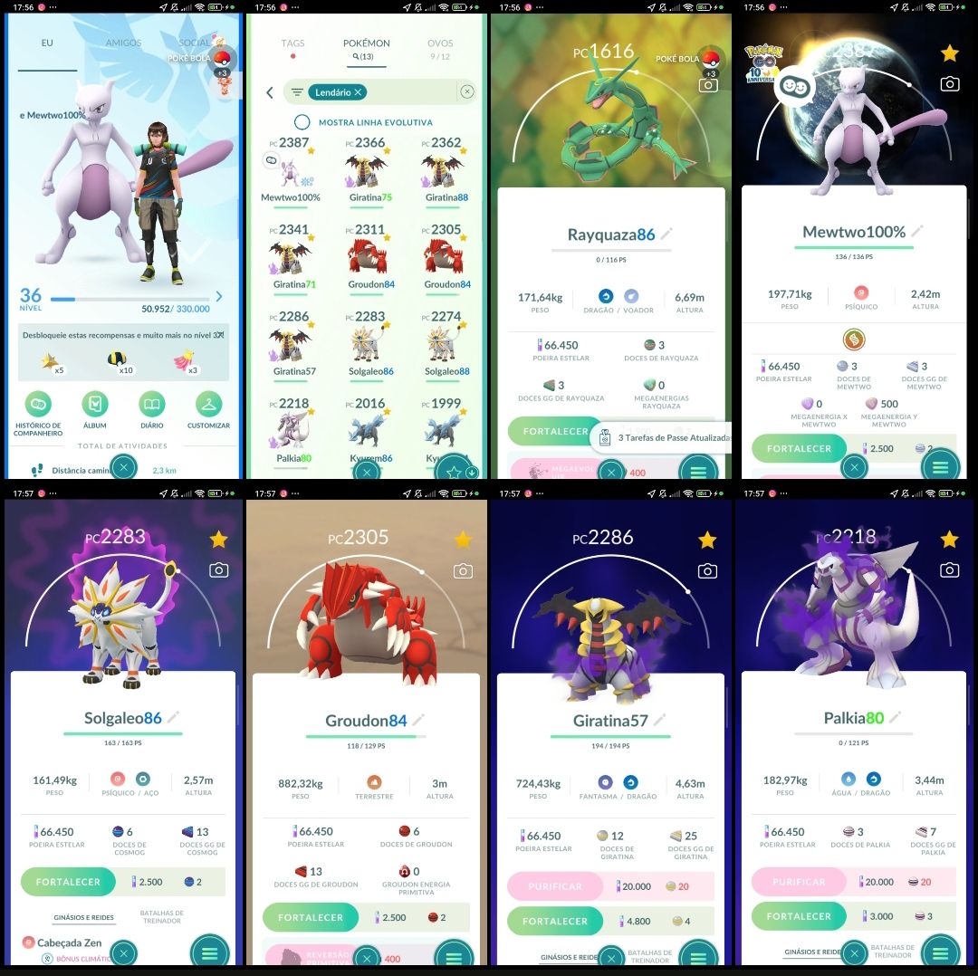 Pokémon GO Lv.36 | Mewtwo 100% + Fundo 13 Lendários Q279