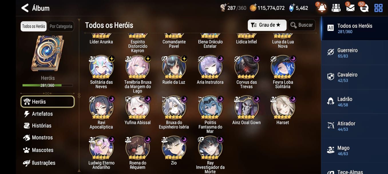 Conta Epic7 Endgame! Vários ML e Collab da Frieren.