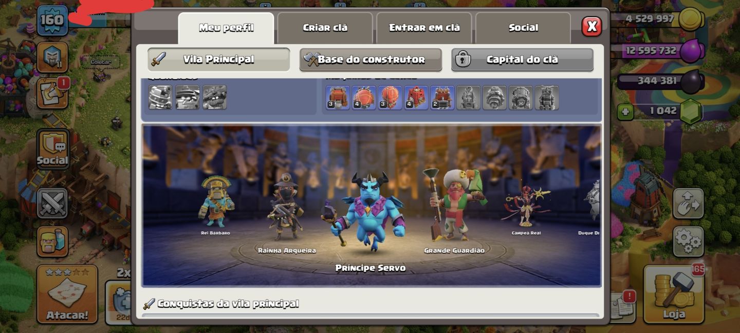 CONTA CV13 TOP | HERÓIS EVOLUÍDOS + EQUIPAMENTOS + TROPAS | CLASH OF CLANS