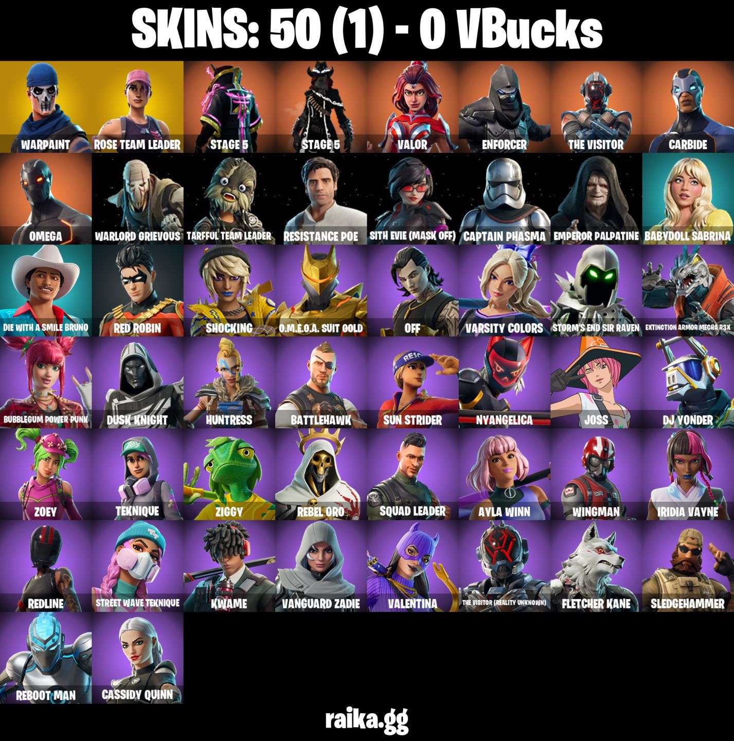 50 skins | OG STW Omega Tidy Atemporal conta segura !
