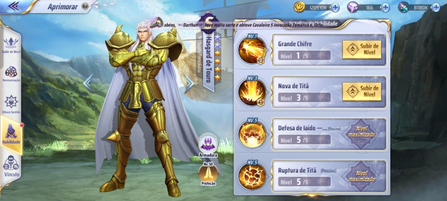 Conta saint seiya awakening lvl 70 30 livros