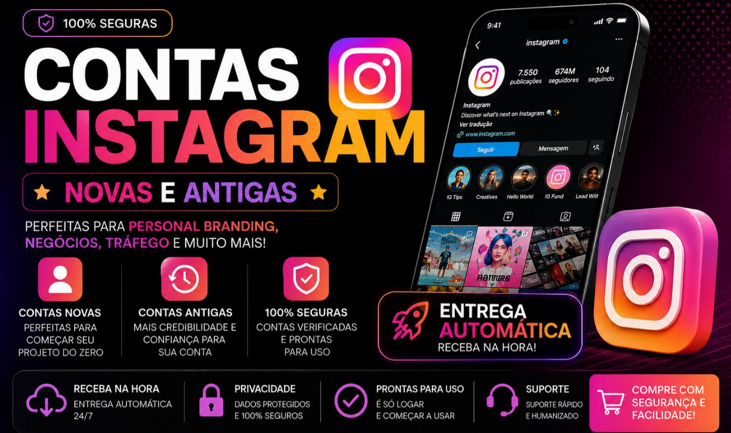 ENTREGA AUTOMÁTICA! - MAIS BARATO DO SITE - Conta INSTAGRAM NOVAS E ANTIGAS