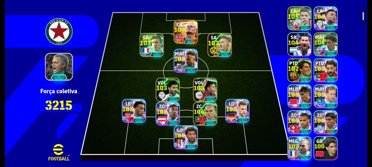 CONTA EFOOTBALL TOP 3215+ FORÇA | HAALAND 108 | PEPE 106 | JOSÉ MOURINHO