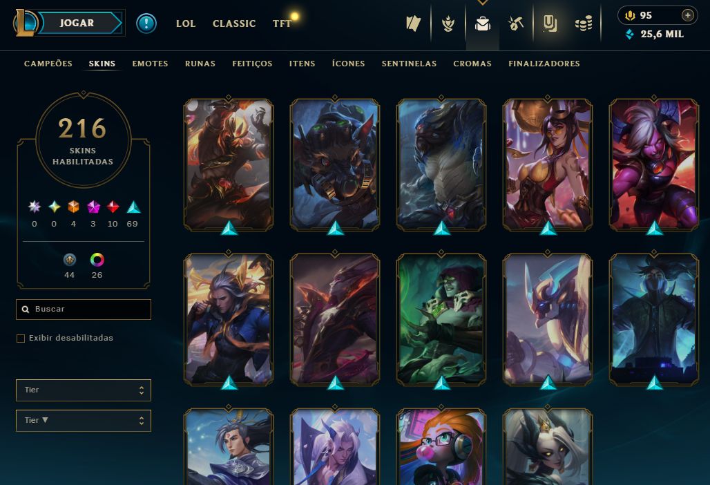 Conta Main Riot 2016 | LOL: 216 Skins | Valorant com Faca Sublime + Vandals