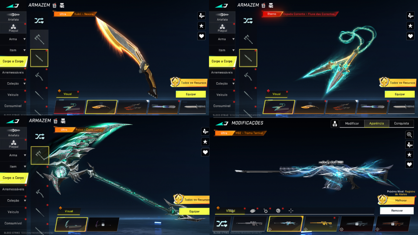 CONTA BLOOD STRIKE COM VARIAS SKINS 1 EVO 11 ETERNAS E 31 ULTRAS
