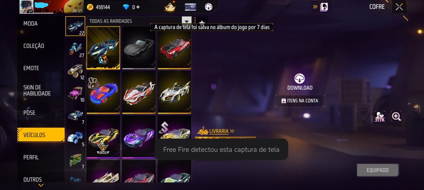 CONTA FF LVL 69 TODAS AS CAMISAS DE TIME + COMBO NARUTO FULL + UMP COMPETITIVA