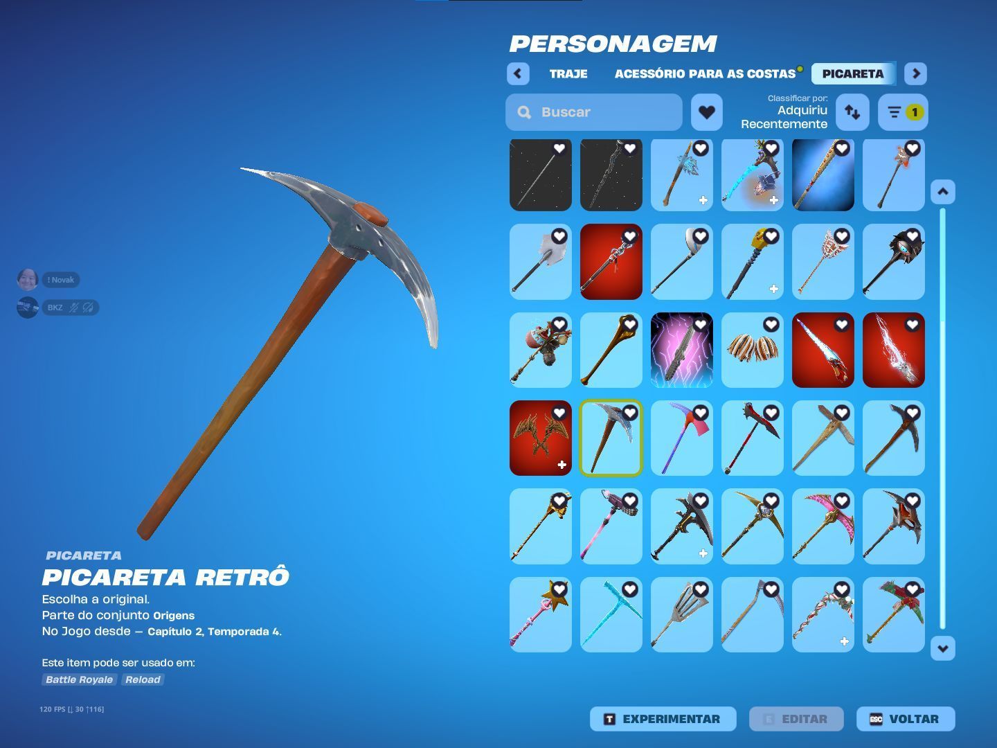 Conta de Fortnite com 381 Skins/376 Picaretas !