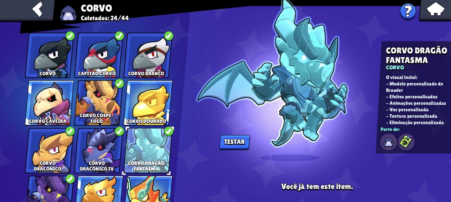 Conta de Brawl Star com muitas skins boas e Prestígio 3 (preço negociável!)