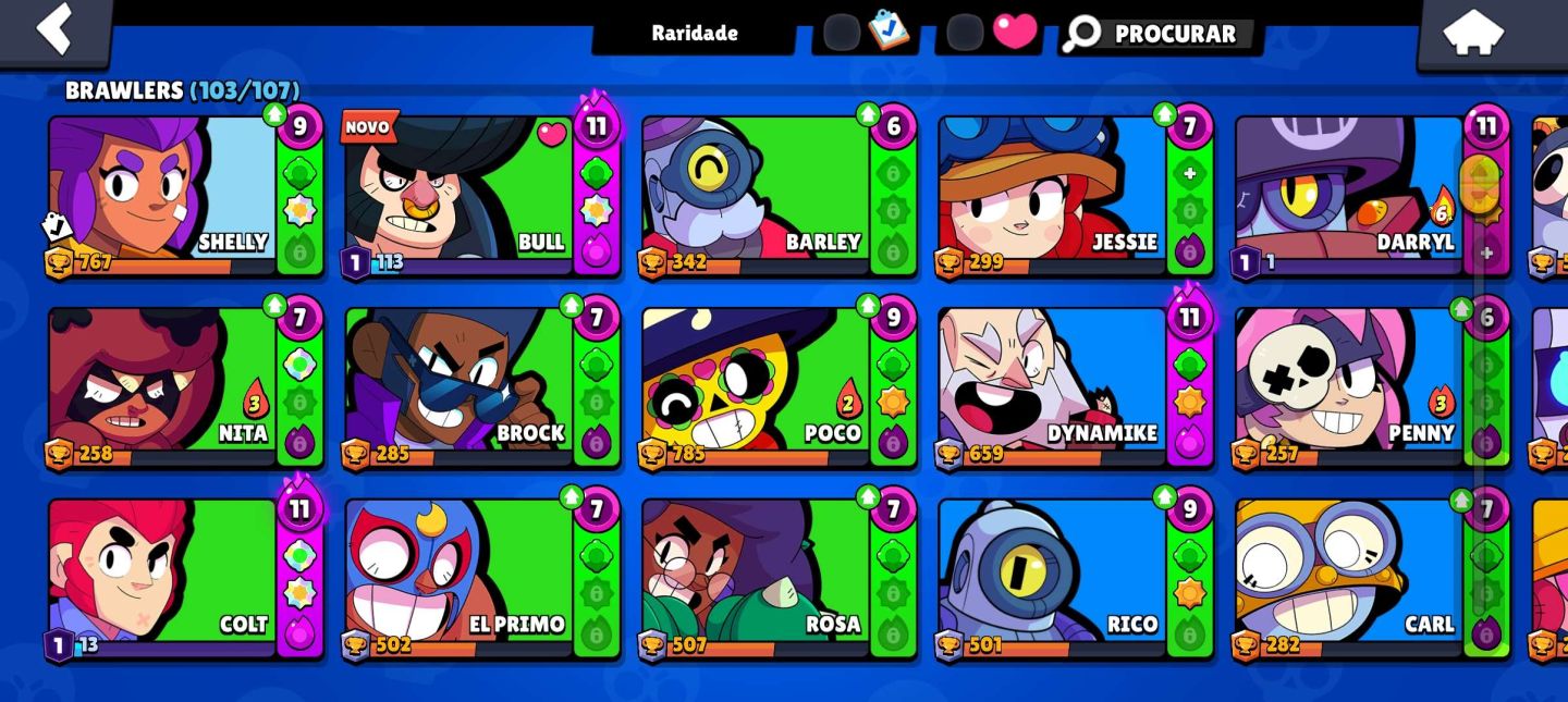 Brawl Stars 50K | 103 Brawlers | 240 SKINS | 13 Lendários | 54 Hipercargas