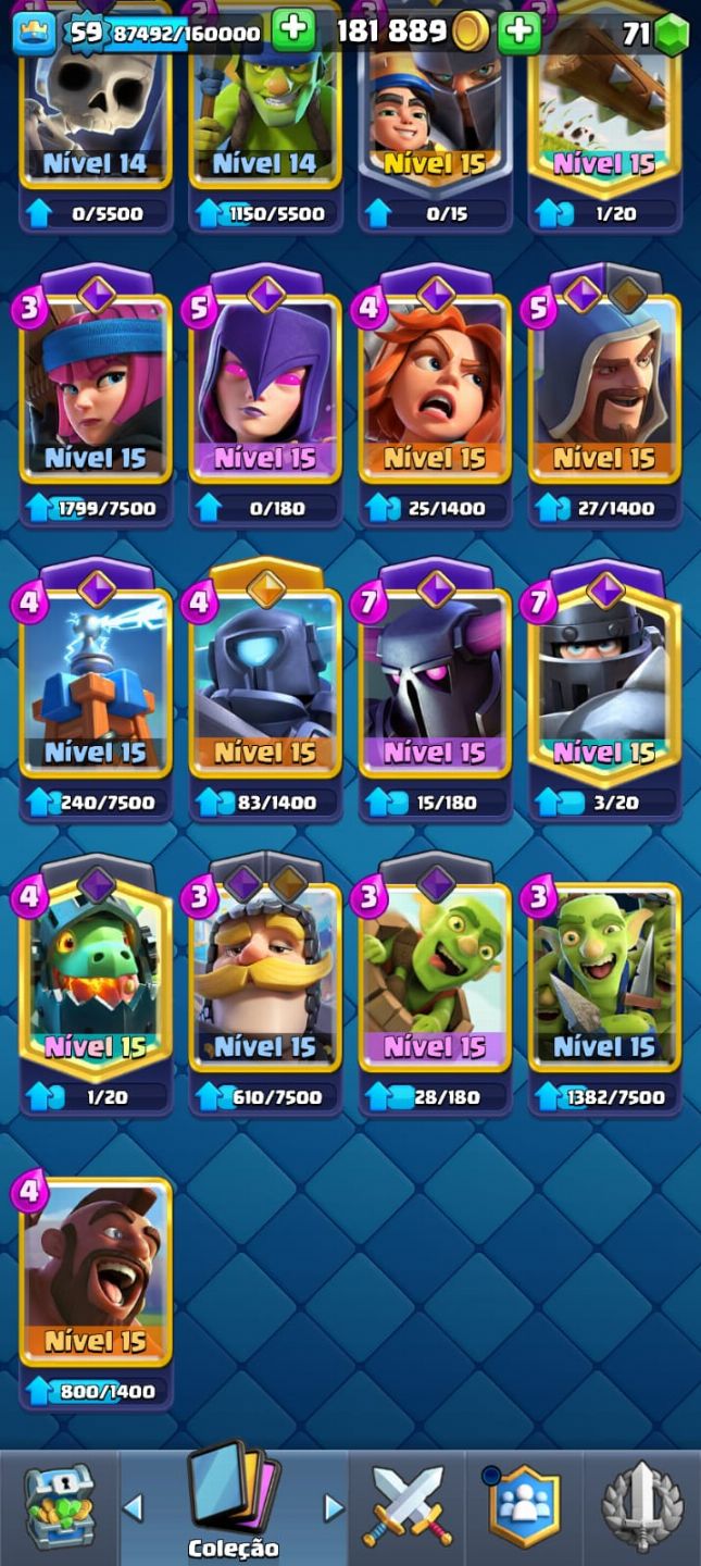 Clash Royale conta nivel 59