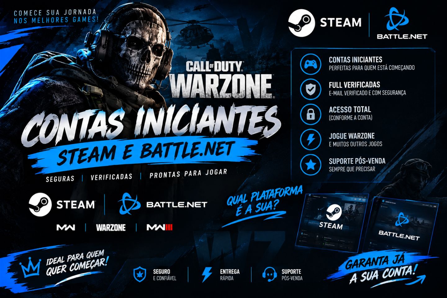 CONTA CALL OF DUTY WARZONE | ACESSO TOTAL | CONTAS VERIFICADAS STEAM/BATTLENET