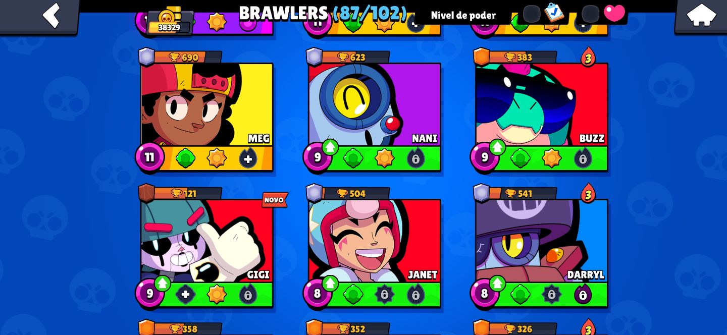 PROMO POR 1 SEMANA!! 87 BRAWLERS (37 LVL 11 / 34 HYPER) E SKINS RARAS!!