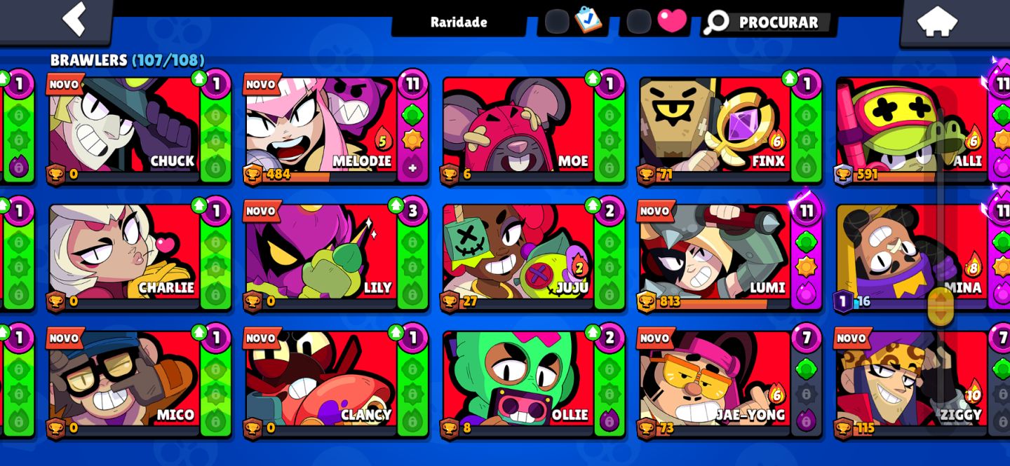 Conta barata com todos Brawlers 45 k de troféus