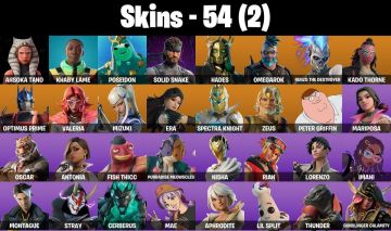 CONTA FORTNITE COM 54 SKINS SOLID SNAKE/OMEGAROK/ZEUS/LIL SPLIT/RIAN/NISHA/KORRA