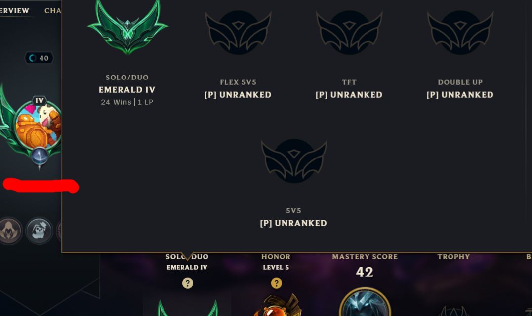 CONTA ESMERALDA MAIN SUP WR ALTA ANTI BAN POR BOT HONRA 5