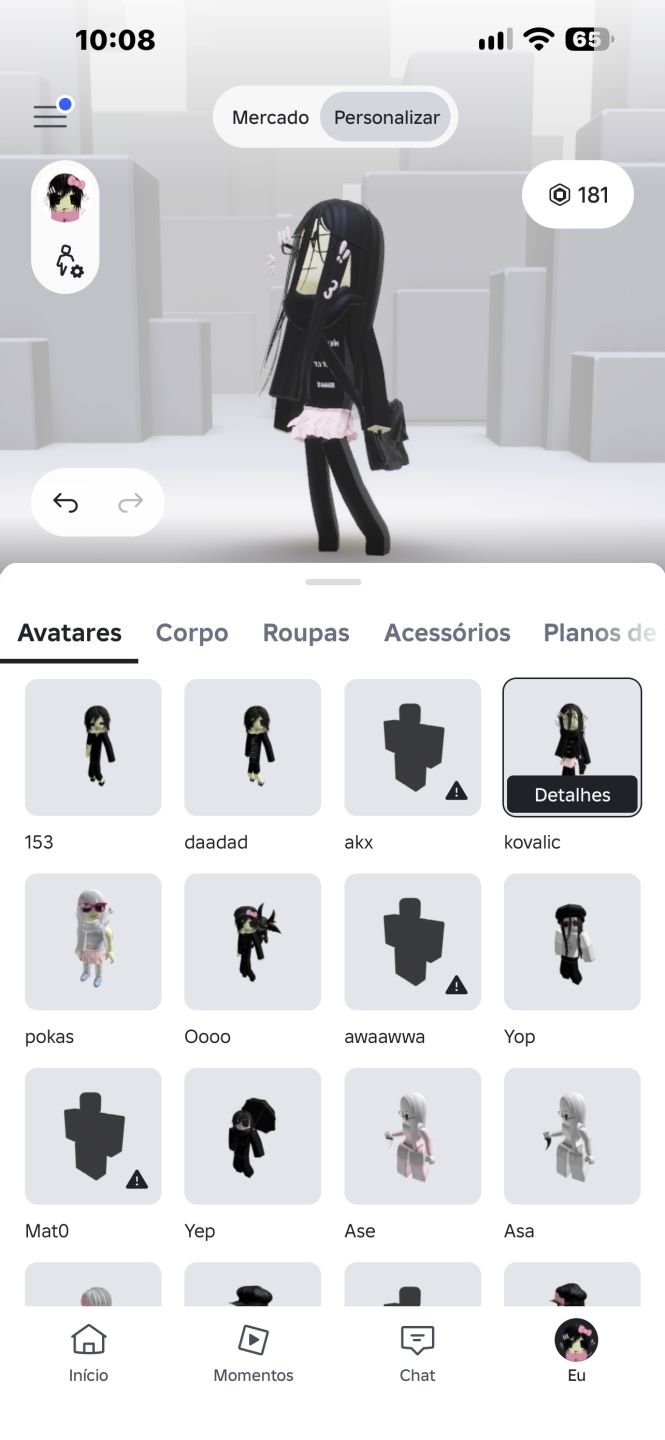 Conta Roblox com 180 robux e várias skins, a preço de banana