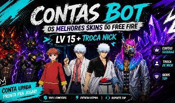 [CONTAS COM SKINS] CONTA FREE FIRE ECLIPSE SOLAR / GINTOKI / KAGURA / ELISABETH
