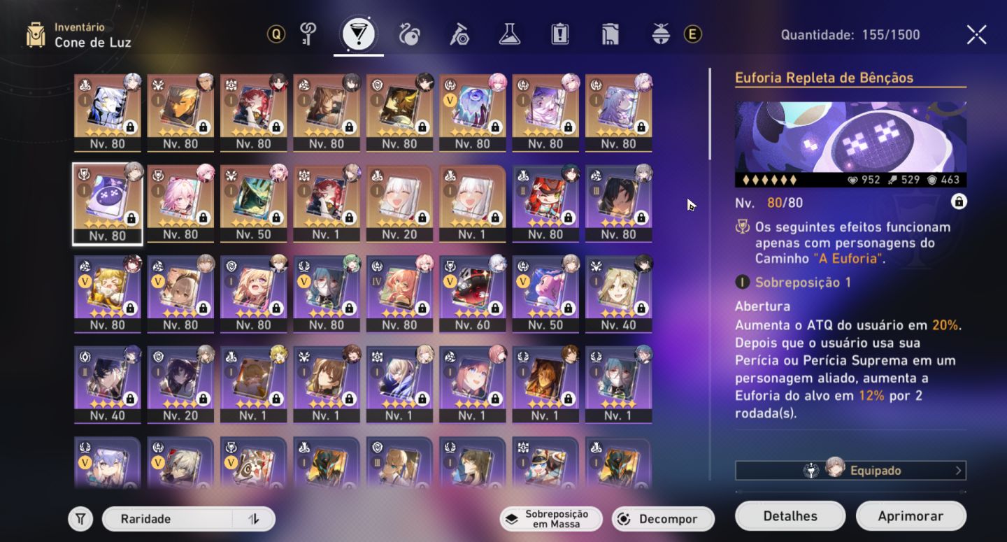 Conta Honkai Star Rail AR 70 com Skin e Eidolons