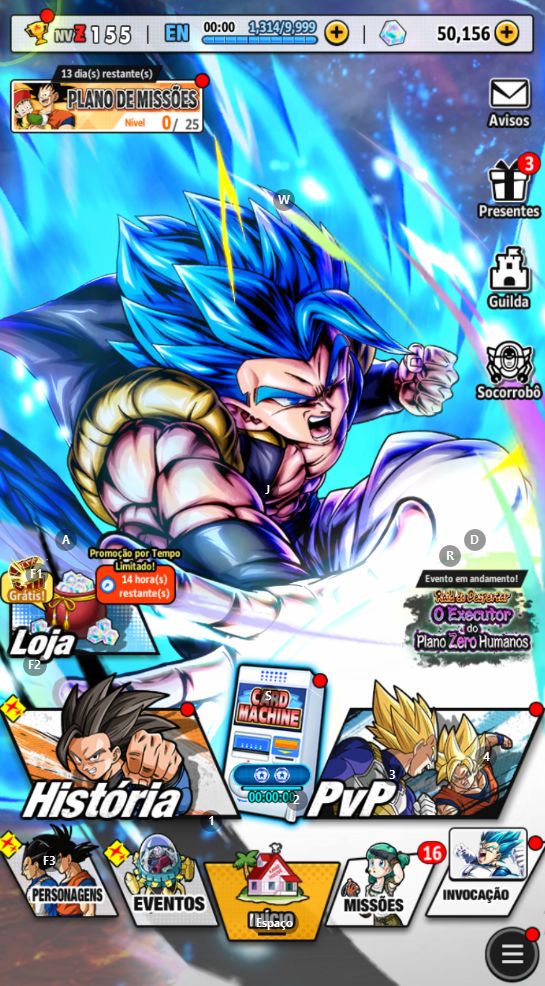 Dragon ball legends Ultra Gogeta SSj Blue, LR Trunks/Gohan+ 50K Cristal(Android)