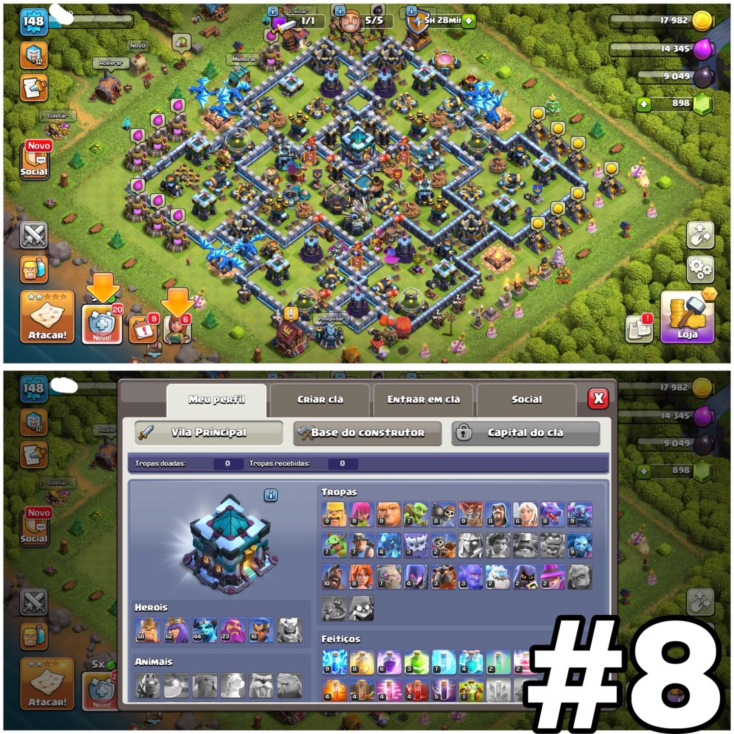 95% DE DESCONTO, CONTA CLASH OF CLANS, TODOS OS CVS, 9,10,11,12,13,14,15,16