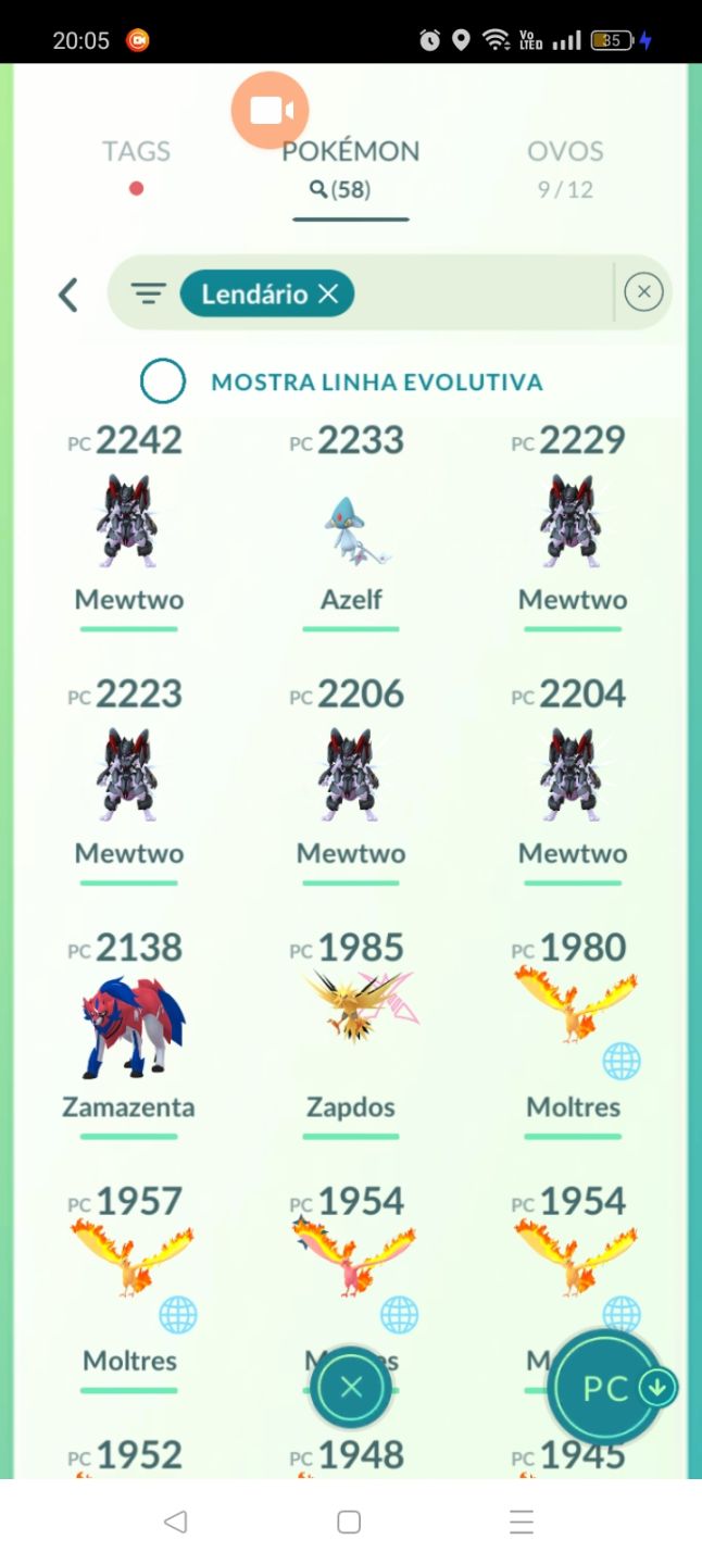 Nível 47 e9 mewtwo,armadura e 3 mewtwo normal 1 mewtwo normal 100%,