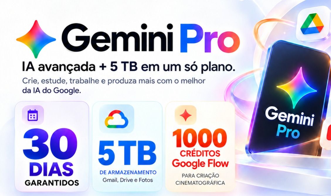 Licença Google Gemini Pro IA + 5TB Nuvem