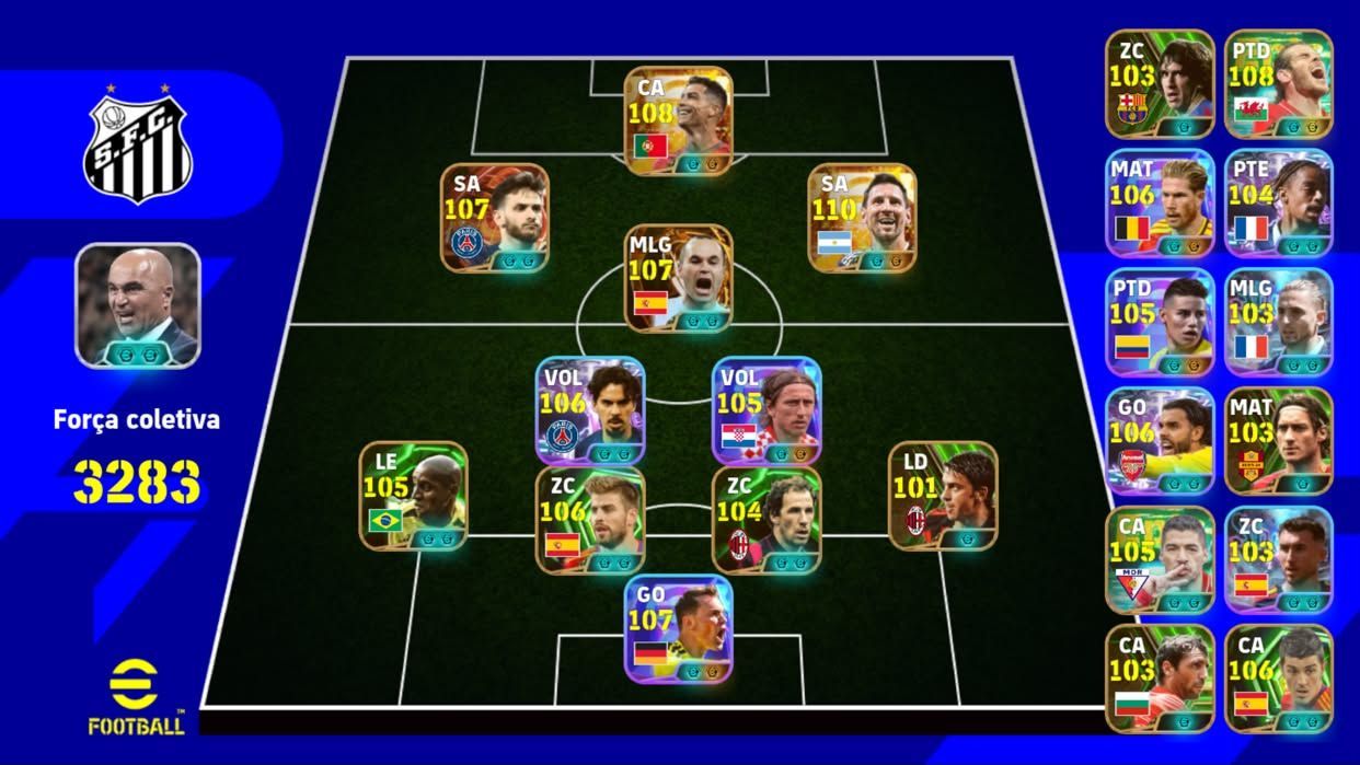 Conta de Efootball Braba do CR7,MESSI,KVARA BLITZ,BALE FORÇA COLETIVA MAX 3284+