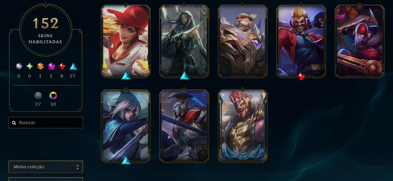 CONTA DE 2014 | DIAMANTE IV | 60% WR | 152 SKINS | TODOS CAMPEÕES