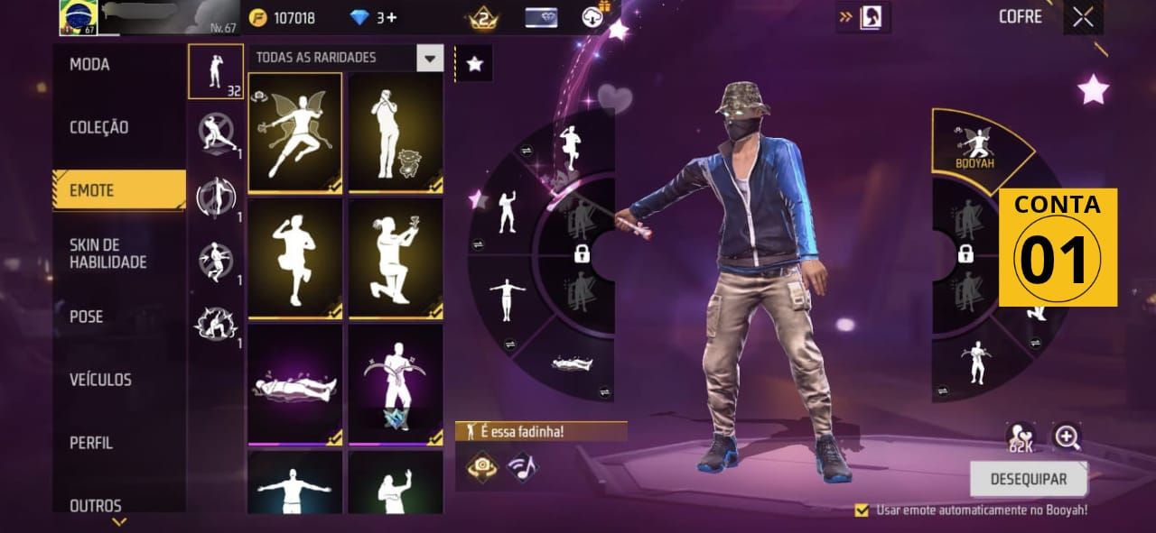 CONTAS FREE FIRE | GEMADAS + VÁRIOS CONJUNTOS E SKINS