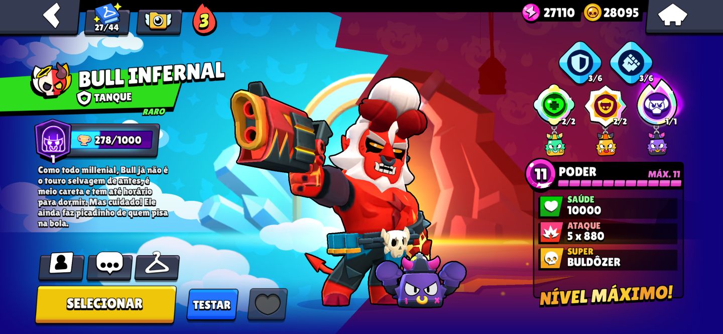 CONTA BRAWL STARS COM SKINS RARAS