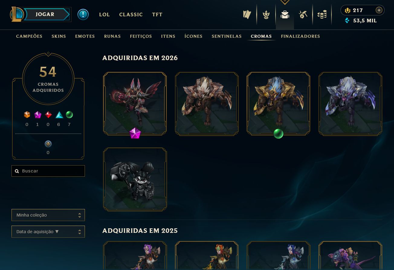 CONTA LOL + VALORANT + WILD RIFT | 238 SKINS LOL | 25 SKINS VALORANT