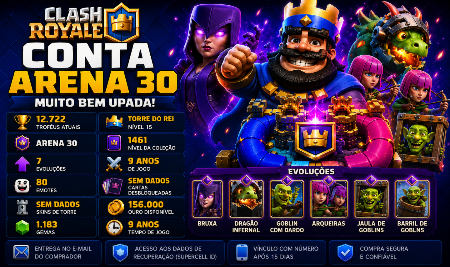 Conta de Clash Royale arena 30