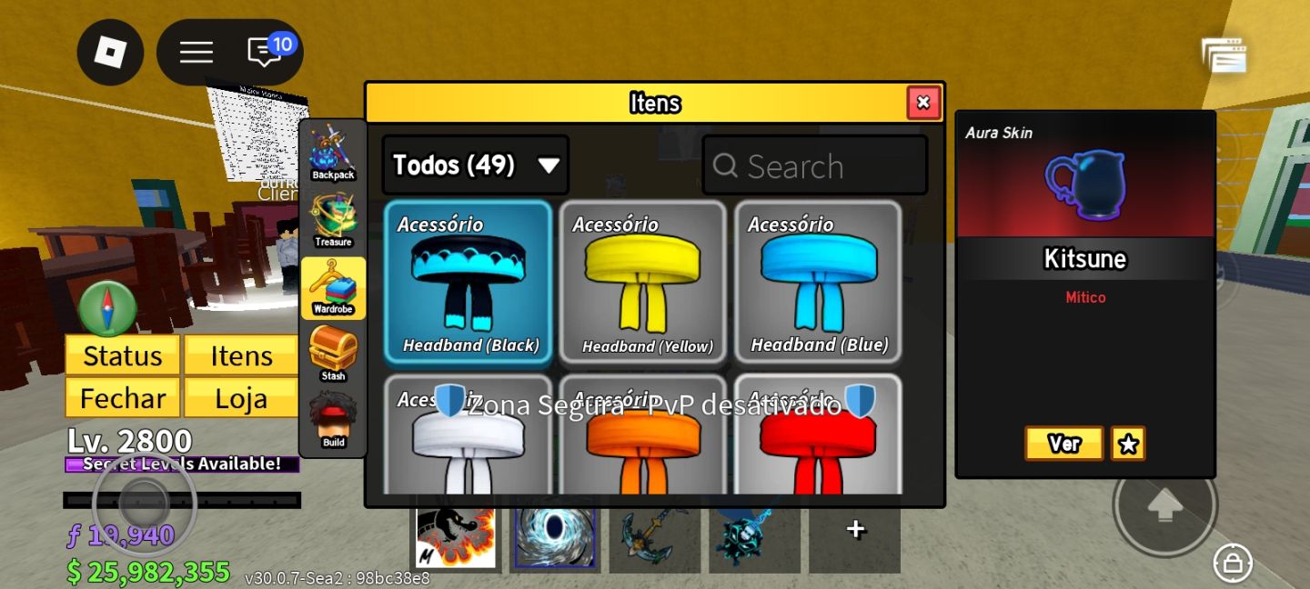 CONTA BLOX FRUITS LV 2800 + PERMANENTES + 6 MÍTICAS NO INVENTÁRIO