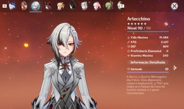 CONTA DE GENSHIN IMPACT AR60 COM 27 T5s, ARLECCHINO C2 E SKINS