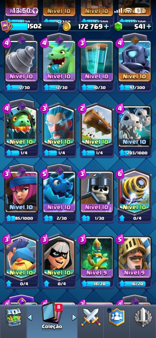 Conta de Clash royale com muitas cartas upadas e EVOS