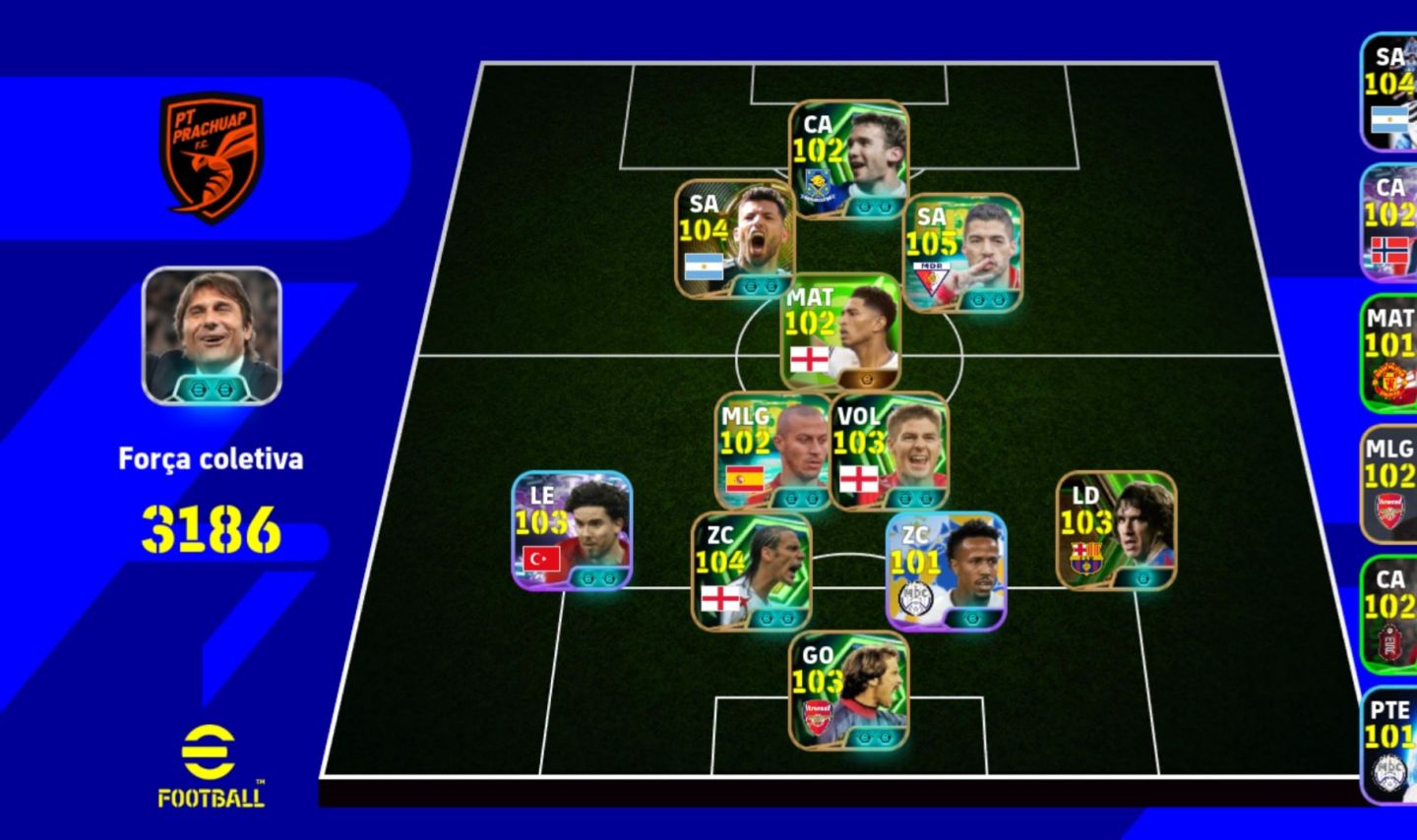 CONTA eFOOTBALL | FORÇA 3186 LENDAS E JOGADORES TOP! CONTE INCLUSO!