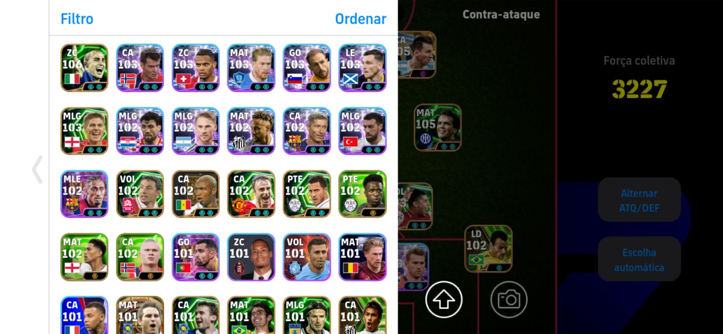 CONTA EFOOTBALL 3227 FORÇA | MESSI 105 + ELENCO 108/107/106