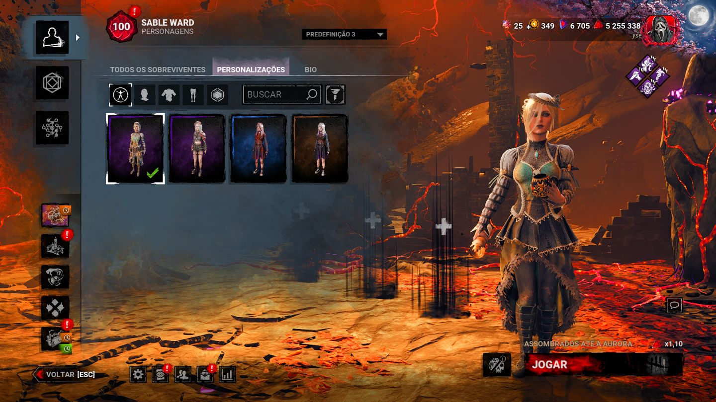 Conta DBD com bordas legacy, DLC do Myers, muitas skins e P100