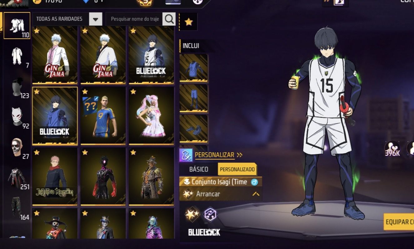 Conta de Free Fire gemada com punho e todas camisas de time