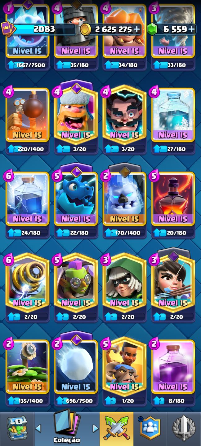 Conta de Clash royale bem upada e com várias evoluções