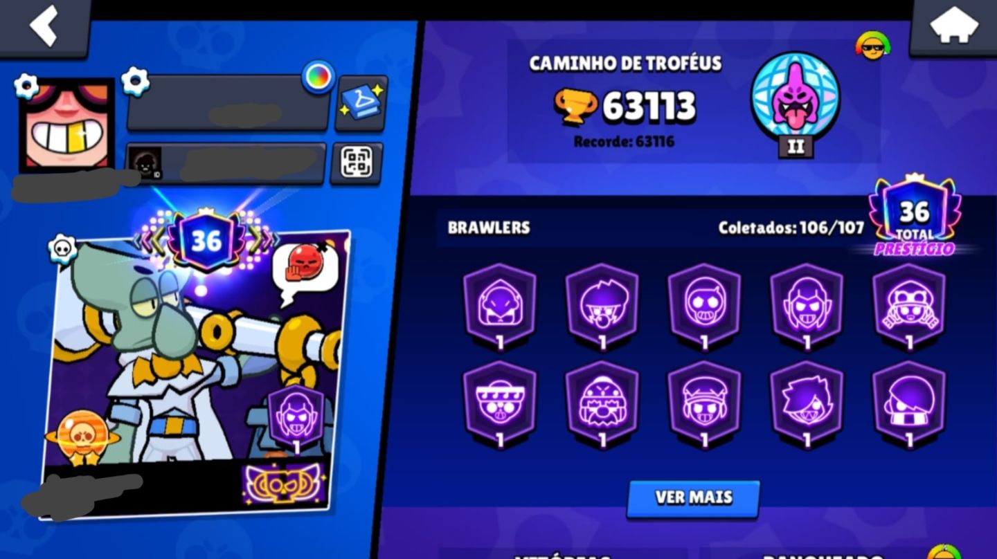 Conta Brawl Stars Veterana (2018) | 63k Troféus | 106 Brawlers