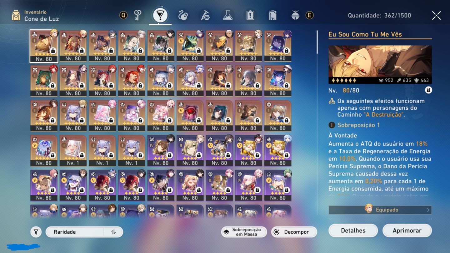 Conta whale endgame Honkai star rail com Ate E6 inclusa