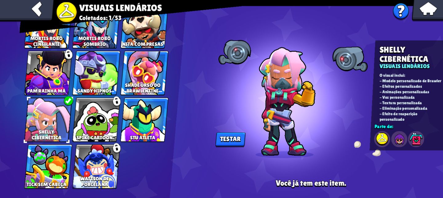 Conta brawl strars 18k troféus,46 brawlers 46 skins 1 hypercarregada, 1 lendaria